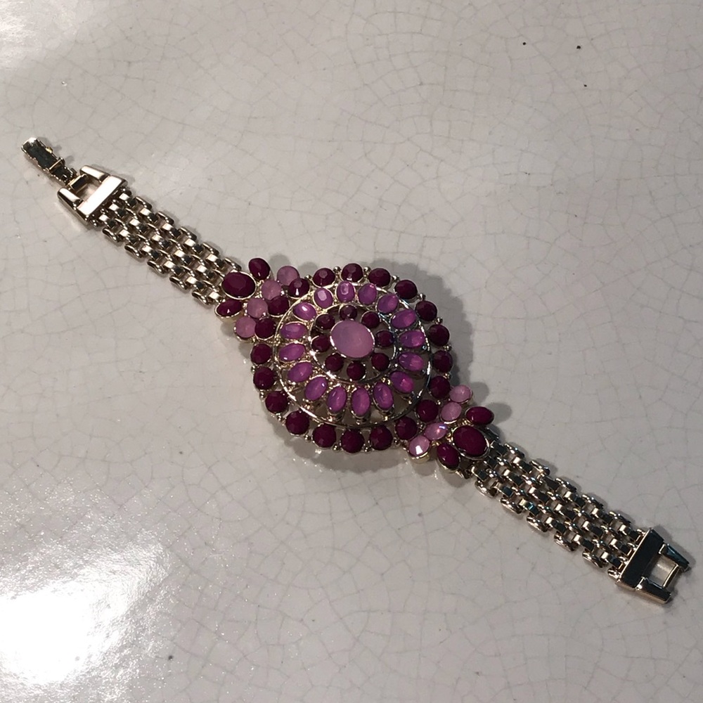 Ann Taylor Loft Purple Gold Statement Bracelet - Picture 5 of 7